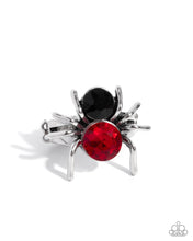 Load image into Gallery viewer, Spider Bite Red Ring and Black Widow Silver Post Earrings
