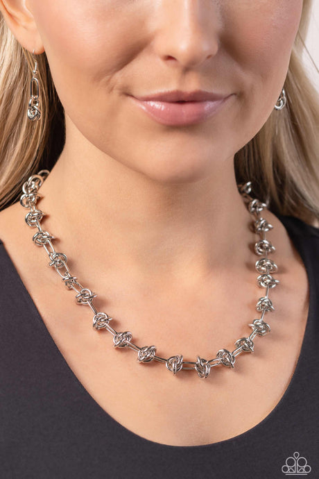 Knotted Kickoff - Silver tone Necklace